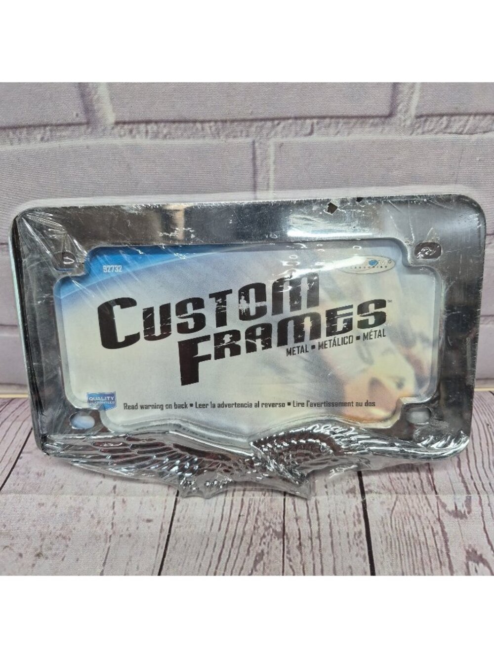 Metal Motorcycle License Plate Frame Chrome‎ Eagle 92732~New Old Stock